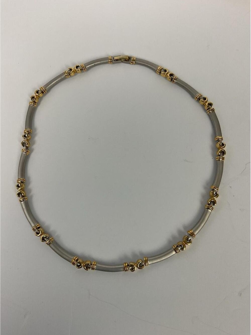 Vintage Two Tone Mixed Metal Bar Link Collar Necklace Choker